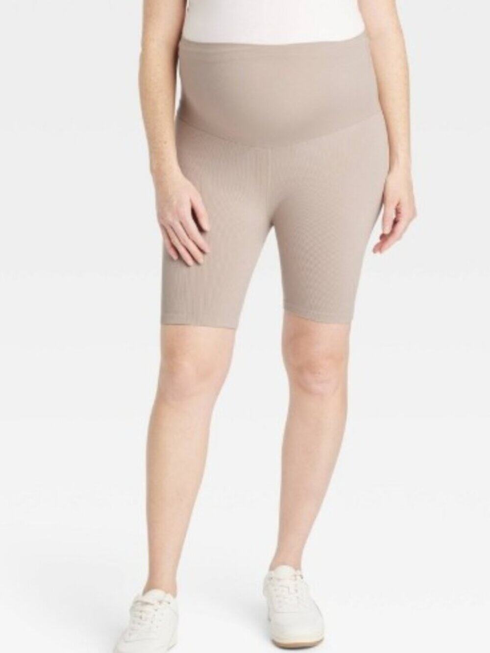Isabel Maternity by Ingrid and Isabel Taupe Ribbed Maternity Bike Shorts Size L